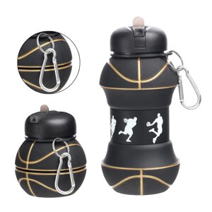 Бутылка для воды 'Баскетболный мяч'550 мл, складная, черная, 18 х 8.7 см