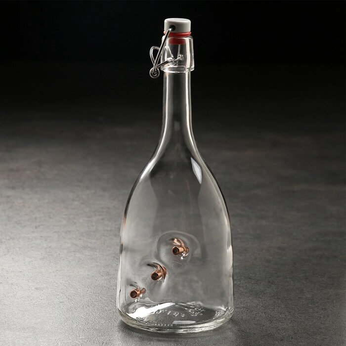 Бутылка с бугельной крышкой для настоек 'Непробиваемая. 3 пули' от компании Интернет-магазин "Flap" - фото 1