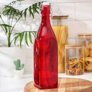 Бутылка стеклянная для соуса и масла с бугельным замком 'Галерея'1 л, 8x30,5 см, цвет МИКС