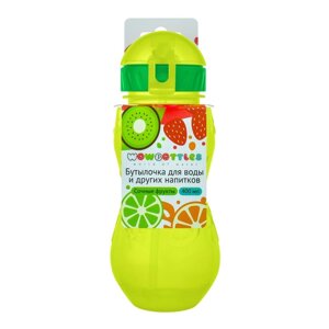 Бутылочка детская 400мл., с трубочкой и шнурком 'Сочные фрукты'цвет МИКС