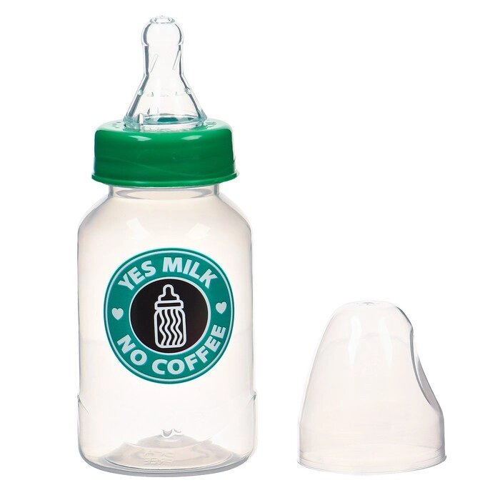 Бутылочка для кормления 'Yes milk', классическое горло, 150 мл., от 0 мес., цилиндр, цвет зеленый от компании Интернет-магазин "Flap" - фото 1