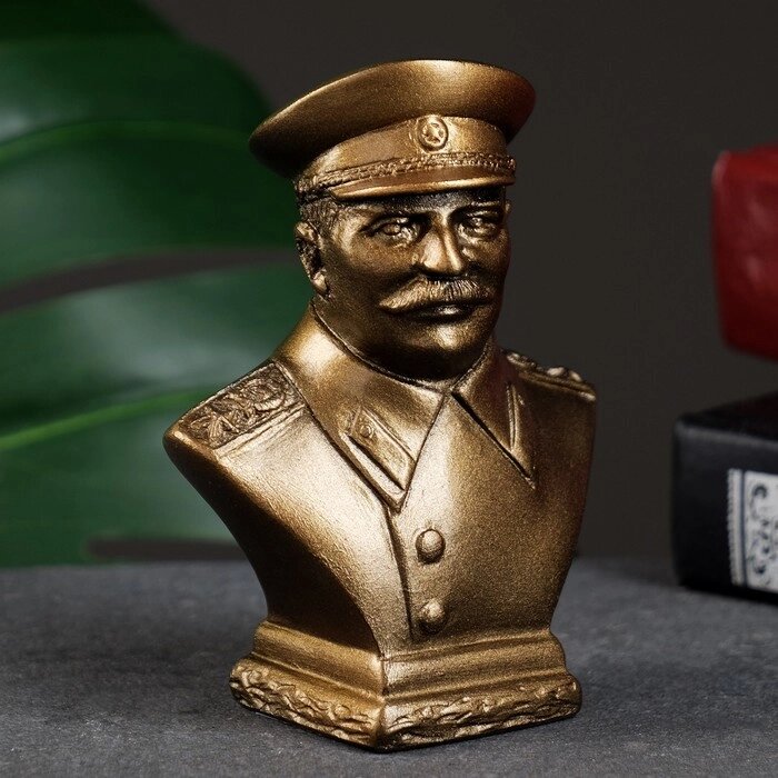 Бюст Сталин 9х7см, бронза / мраморная крошка от компании Интернет-магазин "Flap" - фото 1