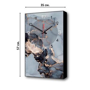 Часы-картина настенные, интерьерные 'Черный мрамор'плавный ход, 57 х 35 х 4 см