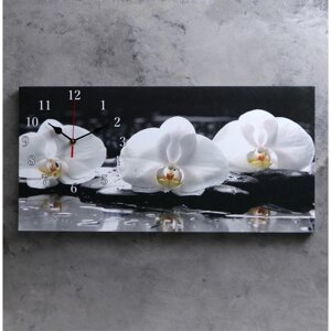 Часы-картина настенные, серия Цветы, Белые орхидеи'40 х 76 см