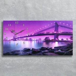 Часы-картина настенные, серия Город, Светящийся мост'40 х 76 см