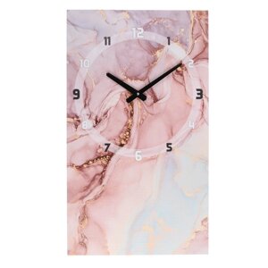 Часы-картина настенные, серия Интерьер, Розовый мрамор'плавный ход, 35 х 60 см