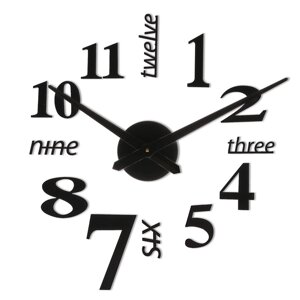 Часы-наклейка, серия DIY, d-120 см, мин. стрелка 39 см, ч. стрелка 31.5 см, черные