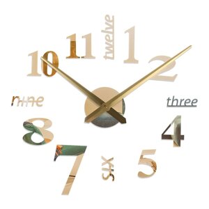 Часы-наклейка, серия DIY, d-120 см, мин. стрелка 39 см, ч. стрелка 31.5 см, золото