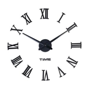 Часы-наклейка, серия DIY, Лорье'плавный ход, d-120 см, 1 АА, черные
