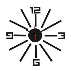 Часы-наклейка, серия DIY, Лучи'плавный ход, d-40 см, черные
