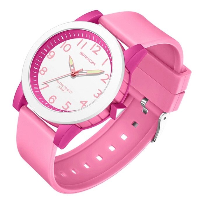 Часы наручные детские, d-3.4 см, водонепроницаемые, светящиеся, ремешок силикон, розовые от компании Интернет-магазин "Flap" - фото 1