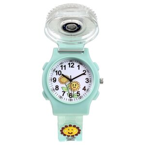Часы наручные детские, Подсолнух'd-3,5 см, ремешок силикон l-21,5 см, с подсветкой
