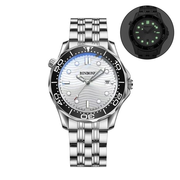 Часы наручные кварцевые мужские, d-4.4 см, ремешок l-26 см, 3 АТМ, светящиеся от компании Интернет-магазин "Flap" - фото 1