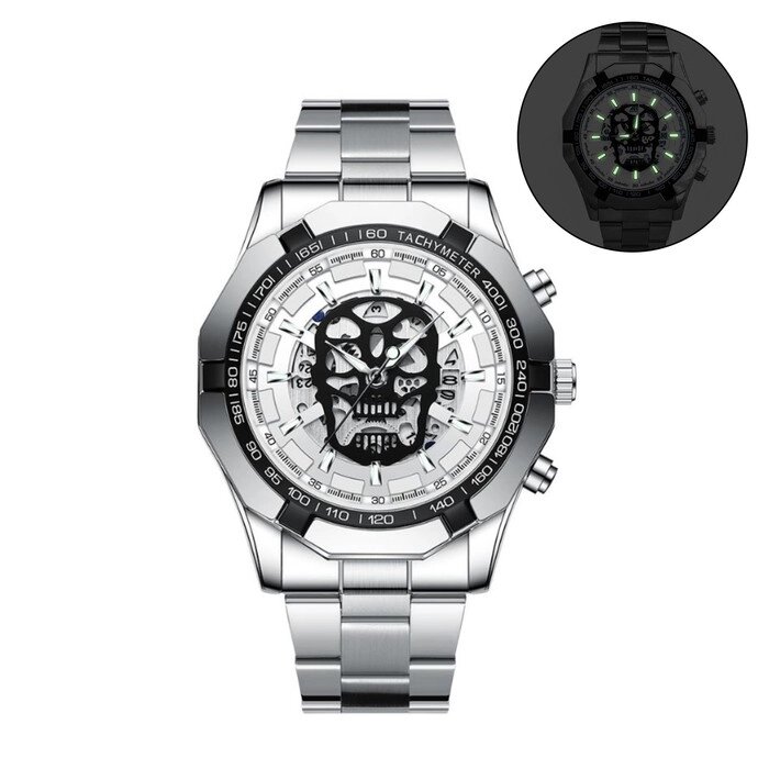 Часы наручные кварцевые мужские, d-4.5 см, ремешок l-26 см, 3 АТМ, светящиеся от компании Интернет-магазин "Flap" - фото 1