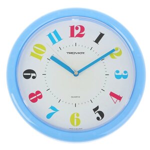Часы настенные 'Цветные цифры'дискретный ход, d-24 см, голубой обод