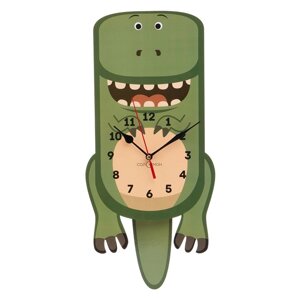 Часы настенные детские 'Динозаврик'бесшумные, с маятником, 19х40 см, АА