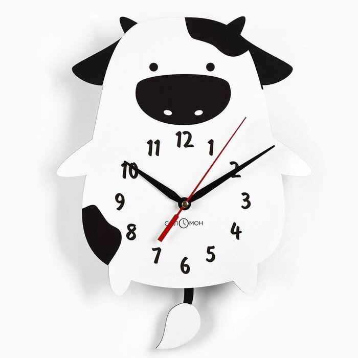 Часы настенные детские 'Корова', с маятником, 37 х 27 см от компании Интернет-магазин "Flap" - фото 1
