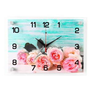 Часы настенные, интерьерные Цветы, Букет роз'25 х 35 см