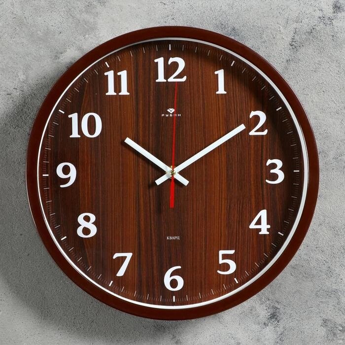Часы настенные, интерьерные 'Дерево', d-30 см, бесшумные, корпус коричневый от компании Интернет-магазин "Flap" - фото 1