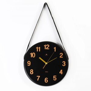 Часы настенные интерьерные 'Классика'дискретный ход, циферблат d-27 см, кожа, АА