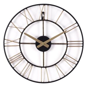 Часы настенные, интерьерные Лофт, бесшумные, d-40 см, бронза