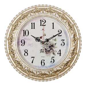 Часы настенные, интерьерные 'Полевые цветы'бесшумные, d-38 см, циферблат 24 см