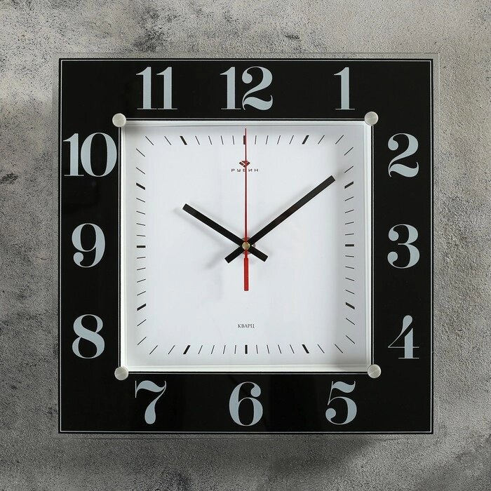 Часы настенные, интерьерные 'Рубин', бесшумные, 31 х 31 см, черные от компании Интернет-магазин "Flap" - фото 1
