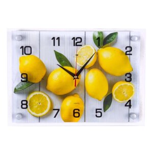 Часы настенные Кухня, Лимоны на столе'бесшумные, 25 x 35 см