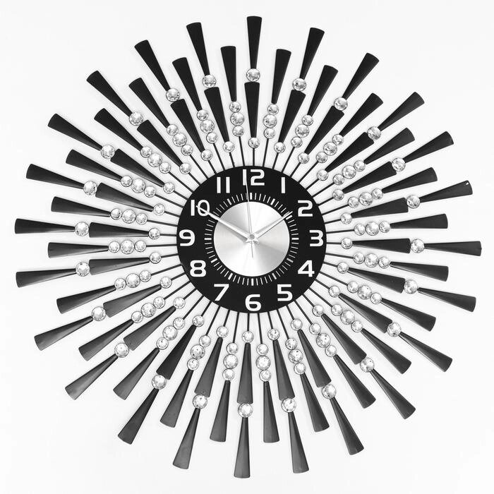 Часы настенные, серия Ажур, 'Чёрные лучики', плавный ход, d-69 см, циферблат 22 см от компании Интернет-магазин "Flap" - фото 1