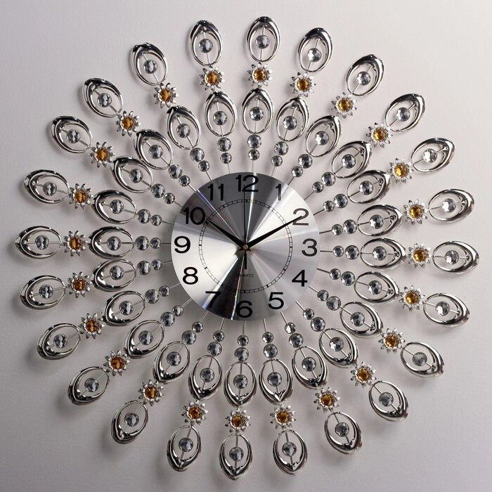 Часы настенные, серия Ажур, 'Стальные Перья', плавный ход, d-69 см от компании Интернет-магазин "Flap" - фото 1