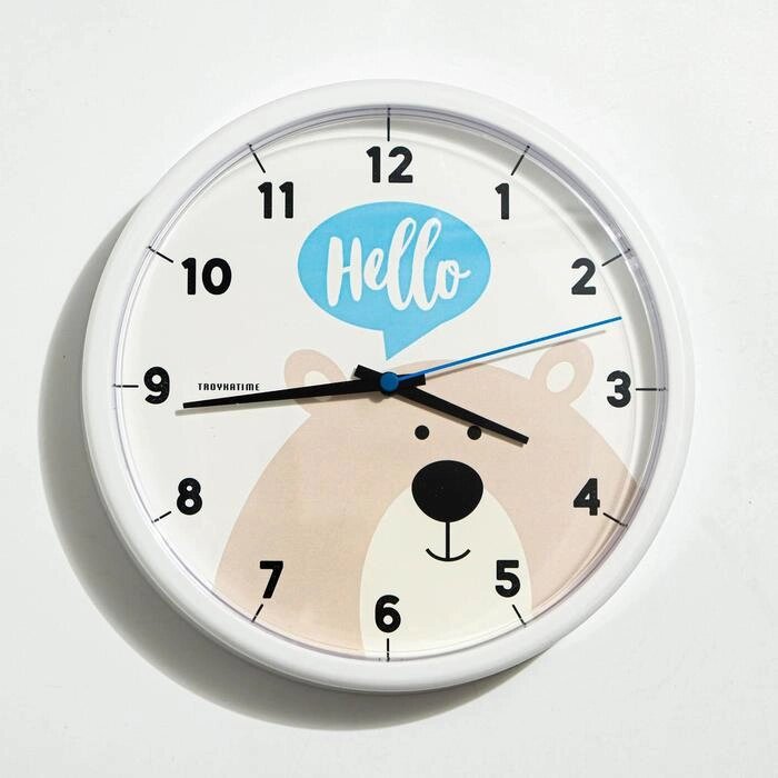Часы настенные, серия Детские, 'Мишка', дискретный ход, d-22.5 см от компании Интернет-магазин "Flap" - фото 1