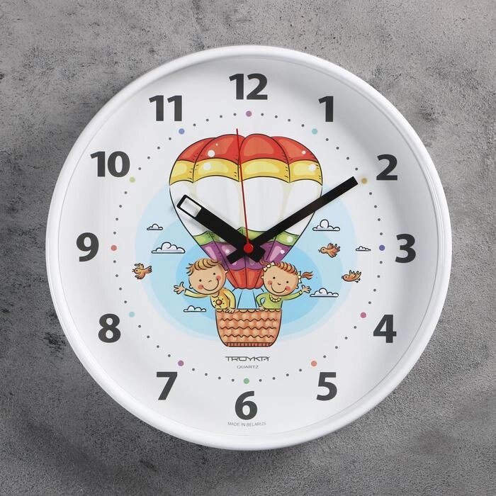 Часы настенные, серия Детские, 'Воздушный шар', дискретный ход, d-30 см от компании Интернет-магазин "Flap" - фото 1