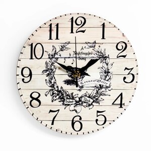 Часы настенные, серия Интерьер, Пташка'дискретный ход, d-23.5 см