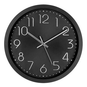 Часы настенные, серия Классика, плавный ход, d-30.5 см, черные, цифры серебро