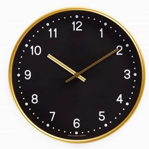 Часы настенные, серия Классика, плавный ход, d-30.5 см, золото