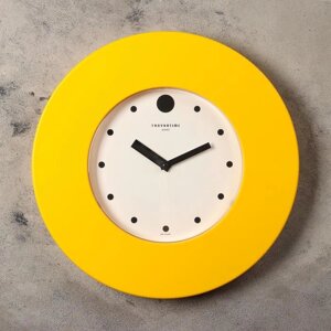 Часы настенные, серия Классика, плавный ход, d-37 см, широкий желтый обод
