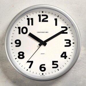Часы настенные, серия Классика, плавный ход, d22.5 cм, серые