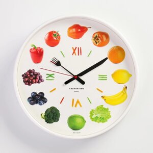 Часы настенные, серия Кухня, Овощи и фрукты'd30 см