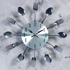 Часы настенные, серия Кухня, Столовые приборы'дискретный ход, d-31 см, циферблат 13.5 см