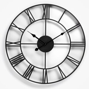 Часы настенные, серия Лофт, плавный ход, d-45 см, черные