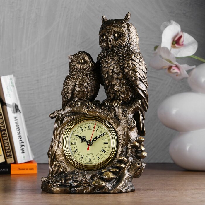 Часы настольные каминные 'Две совы', золото от компании Интернет-магазин "Flap" - фото 1