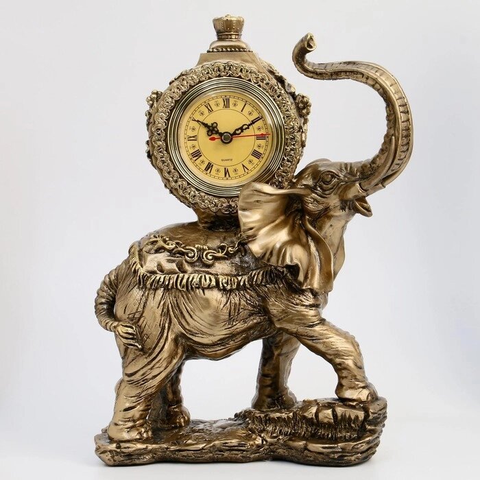 Часы настольные каминные 'Слон', цвет  бронзовый 35х22х10 см от компании Интернет-магазин "Flap" - фото 1