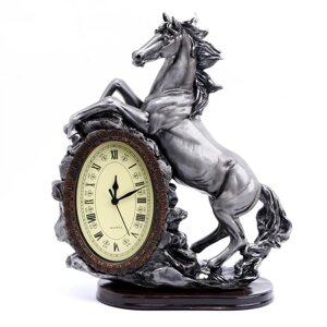 Часы настольные 'Лошадь'цвет серебро, 40х31х15 см