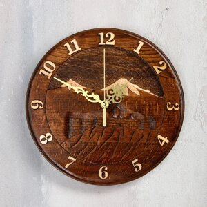 Часы ручной работы 'Горы'30 см, массив, Армения