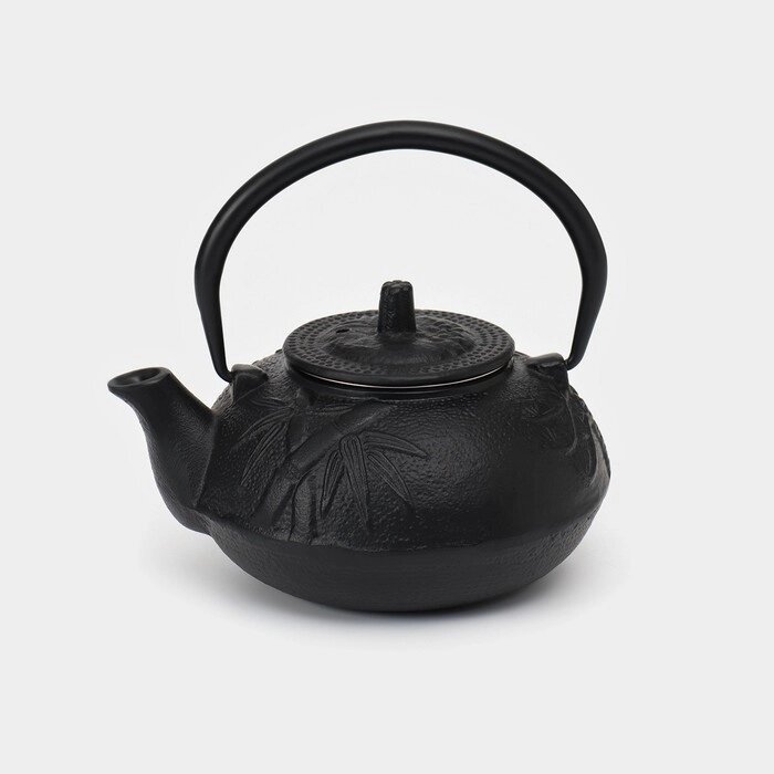 Чайник чугунный, 600 мл, с ситом, эмалированное покрытие внутри, цвет чёрный от компании Интернет-магазин "Flap" - фото 1