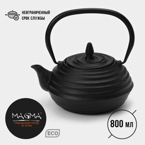Чайник чугунный с эмалированным покрытием внутри Magma 'Танан'800 мл, с ситом