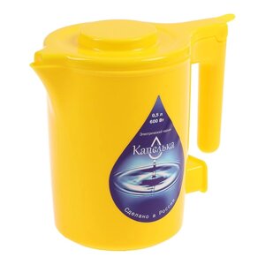 Чайник электрический 'Капелька'пластик, 0.5 л, 600 Вт, желтый