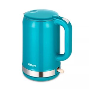 Чайник электрический Kitfort КТ-6649, металл, 1.5 л, 2200 Вт, голубой