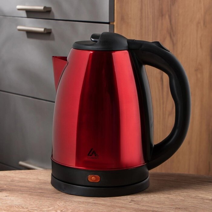 Чайник электрический Luazon LSK-1804, металл, 1.8 л, 1500 Вт, красный от компании Интернет-магазин "Flap" - фото 1