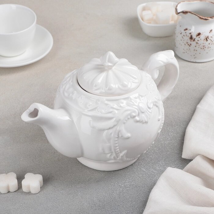 Чайник керамический заварочный 'Винтаж', 900 мл, цвет белый от компании Интернет-магазин "Flap" - фото 1